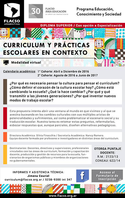 DIPLOMA SUPERIOR EN CURRÍCULUM Y PRÁCTICAS ESCOLARES, ÚLTIMOS DÍAS PARA LA INSCRIPCIÓN AL POSGRADO VIRTUAL